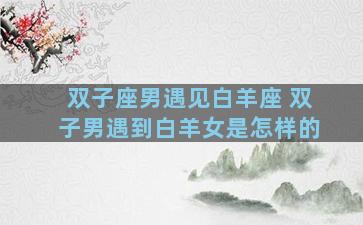 双子座男遇见白羊座 双子男遇到白羊女是怎样的
